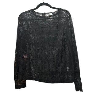 Grace Karin women’s size L sheer black lace long sleeve cropped top